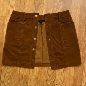 Lulu's Charming Feeling Rust Brown Corduroy Button-Front Mini Skirt